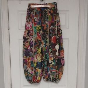 Boho Wide Leg Patchwork Pants in Multicolor